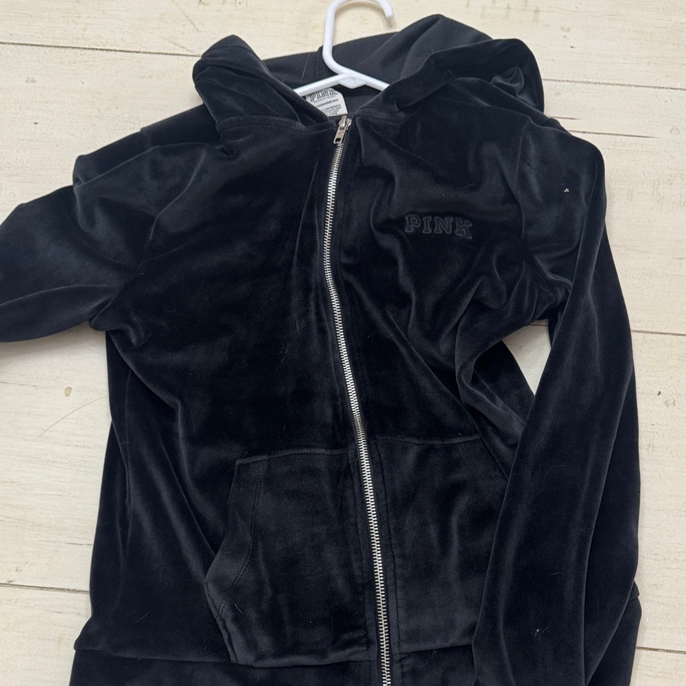 PINK Victoria's Secret Black Velour Hoodie
